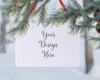 Maqueta de adorno navideño: Rectángulo blanco, diseño personalizado (Descarga digital)