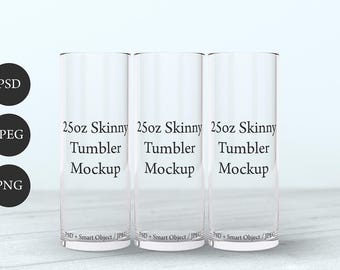 25oz Skinny Tumbler Mockup: Glass with Straws (Digital Download)