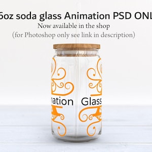 Dye sublimation 16oz clear soda can glass with bamboo lid and vaious straws mockup with transparent background option DIGITAL DOWNLOAD image 7