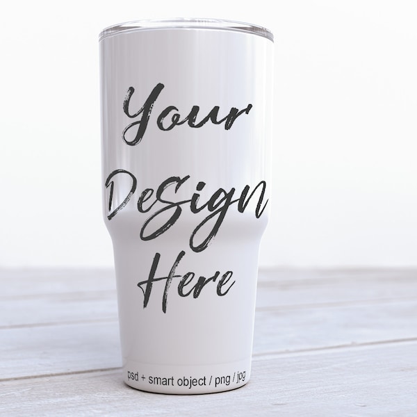 White 30oz Tumbler Mockup: Travel Flask Template (Digital Download)