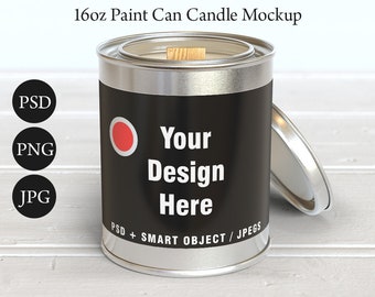 16oz Paint Can Candle Mockup: Smart Object PSD (Digital Download)