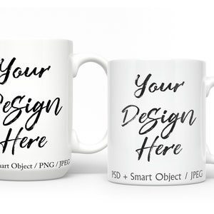 Mug Mockup: 11oz & 15oz White Coffee Mugs (PSD Digital Download)