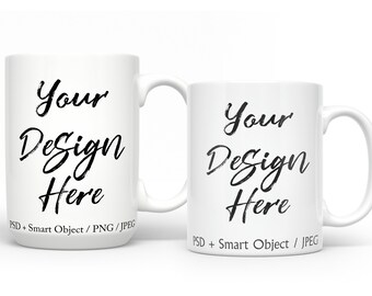 Mug Mockup: 11oz & 15oz White Coffee Mugs (PSD Digital Download)