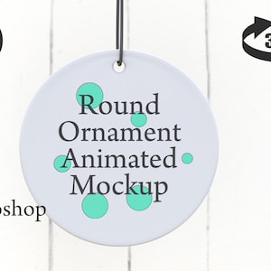 Christmas ornament animation, round tree bauble video, spinning ornament decoration, animated mockup dye sublimation DIGITAL DOWNLOAD
