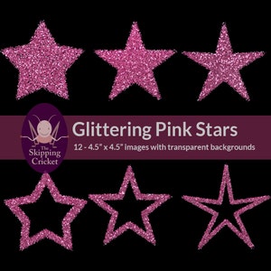 12 glitzernde pinke sterne Clip Art - hell funkelnde Sterne, glänzende Sterne Clip Art, pinke Sterne Clip Art INSTANT DOWNLOAD