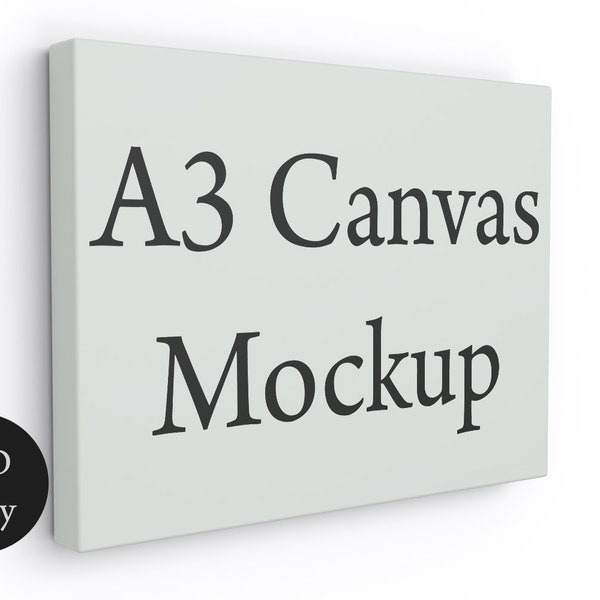 A3 stretched canvas mockup landscape, simple canvas mockup on wooden wall,  DIGITAL DOWNLOAD