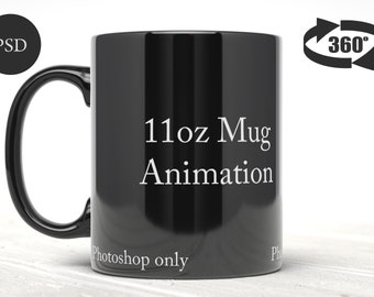 11oz Black Mug Animation Mockup: Spinning Video (Digital Download)