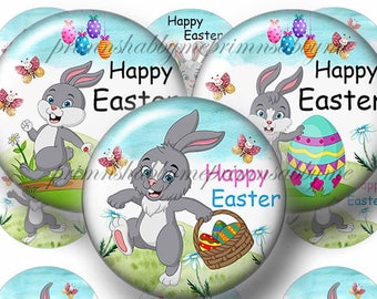 Easter Bunny, 1 Inch Circles, Bottle Cap Images, Digital Collage Sheet, Instant Download, Printable Easter, 1" Round Images #2