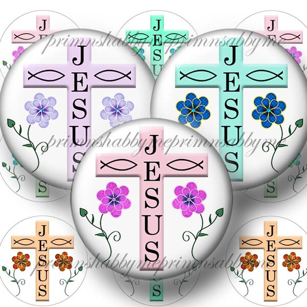 CHRISTIAN, JESUS, Cross, Bottle Cap Images, 1 Inch Circles, Digital Collage sheet, 1" Circles, Instant Download, Printable, Jewelry, Crafts