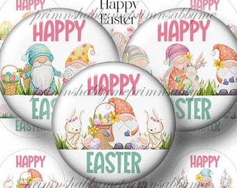 Easter Gnomes, 1 Inch Circles, Bottle Cap Images, Digital Collage Sheet, Instant Download, Printable Easter, 1" Round Images #1