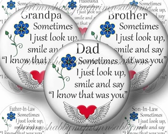 In Memory Of, 1 Inch Circles, Digital Collage Sheet, Memorial, Bottle Cap Images, I know That Was You, Male, Family, Dad, Grandpa, Brother