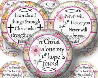 Christian, 1 Inch circle, Digital Collage Sheet, Bottle Cap Images, Instant Download, Scripture, Religious, Printable Bible Verse SR-1