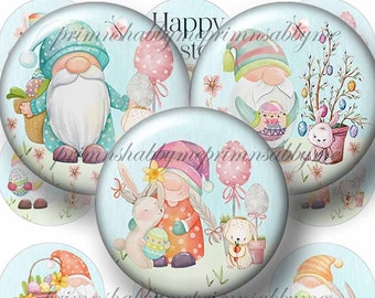 Easter Gnomes, 1 Inch Circles, Bottle Cap Images, Digital Collage Sheet, Instant Download, Printable Easter, 1" Round Images #2