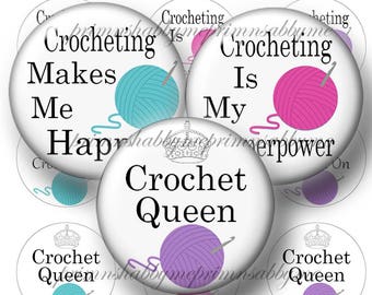 Crochet, Instant Download, 1 Inch Circles, Bottle Cap Images, Digital Collage Sheet, Sayings, Quotes, Yarn, Wool, Crafts, Crocheting, No.1