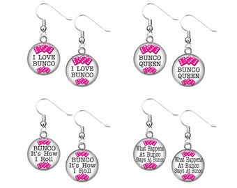 Earrings, Bunco, Dangle Charm Earrings, Bunco Queen, Party Favors, Game Prizes, Gifts #1