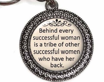 Key Chain, Behind Every Successful Woman, Purse Charm, Inspirational Saying, Quote, Motivational Saying, Key Ring, Zipper Pull, Gift Under 5