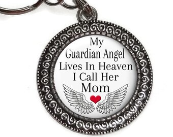 Mom, My Guardian Angel In Heaven, Key Ring, Purse Charm, In Memory Of Mom, Mother, Memorial, Remembrance, Parent, Sympathy Gift, Keepsake #2