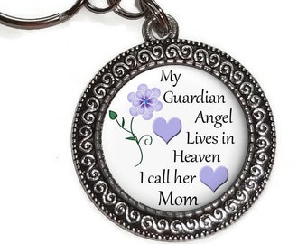 Mom, My Guardian Angel In Heaven, Key Ring, Purse Charm, In Memory Of Mom, Mother, Memorial, Remembrance, Parent, Sympathy Gift, Keepsake #1