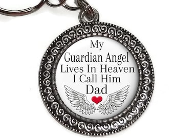 Dad, My Guardian Angel In Heaven, Key Ring, Purse Charm, In Memory Of Dad, Father Memorial, Remembrance, Parent, Sympathy Gift, Keepsake #2