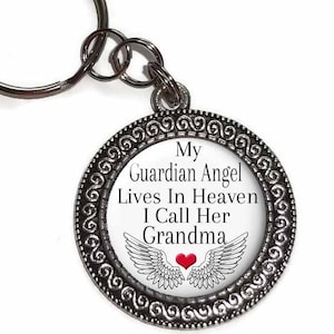 Grandma, My Guardian Angel In Heaven, Key Ring, Purse Charm, Key Chain, In Memory Of, Memorial, Remembrance,  Sympathy Gift, Bereavement, #2