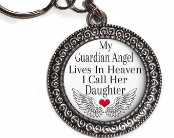 Daughter, My Guardian Angel In Heaven, Memorial, Key Ring, Key Chain, In Memory Of Daughter, Purse Charm, Sympathy Gift, Loss Of Daughter #2