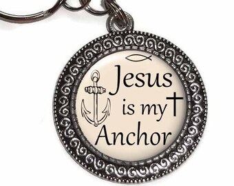 Key Chain, Christian, Jesus Is My Anchor, Religious, Key Ring, Zipper Pull, Purse Handbag, Charm, Bible Verse, Inspirational Gift Under 5