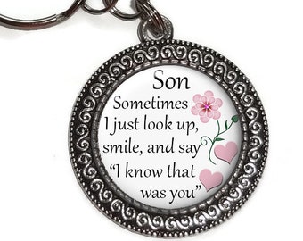 Son Memorial, Sometimes I Just Look Up, Key Ring, Purse Charm, Zipper Pull, In Memory Of, Remembrance, Child, Bereavement, Keepsake Gift #1