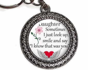 Daughter Memorial, Sometimes I Just Look Up, Key Ring, Key Chain, In Memory Of Daughter, Purse Charm, Sympathy Gift, Loss Of Daughter #2