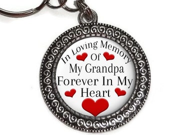 Grandpa, Forever In My Heart, In Memory Of Grandpa, Key Ring, Purse Charm, Key Chain, Memorial, Remembrance,  Sympathy Gift, Bereavement