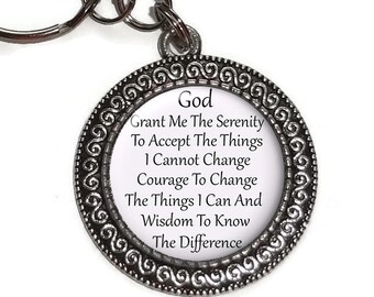 Serenity Prayer, Key Chain, Key Ring, Zipper Pull, Handbag, Purse Charm, Gift, Under 5, Family,  Birthday, Charm, Inspirational, Saying