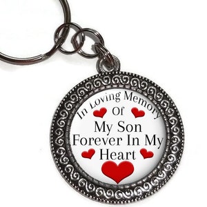 Son Memorial, Forever In My Heart, Key Ring, Purse Charm, Zipper Pull, In Memory Of, Remembrance, Child, Bereavement, Keepsake Gift