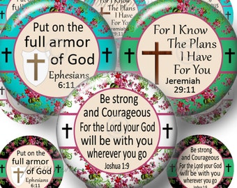 Christian, Printable, 1 Inch Round, Bottle Cap Images, Collage Sheet, Digital Download, Religious, Scripture, Bible Verse, For Cabochons