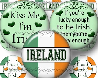 Ireland, Irish, Bottle Cap Images, Digital Collage Sheet, Instant Download, Saint Patrick, 1 Inch Circles, St. Pat's Day, Sayings