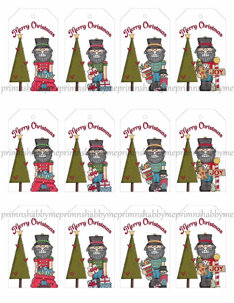Gift Tags Christmas Nutcrackers Printable Tags Instant - Etsy