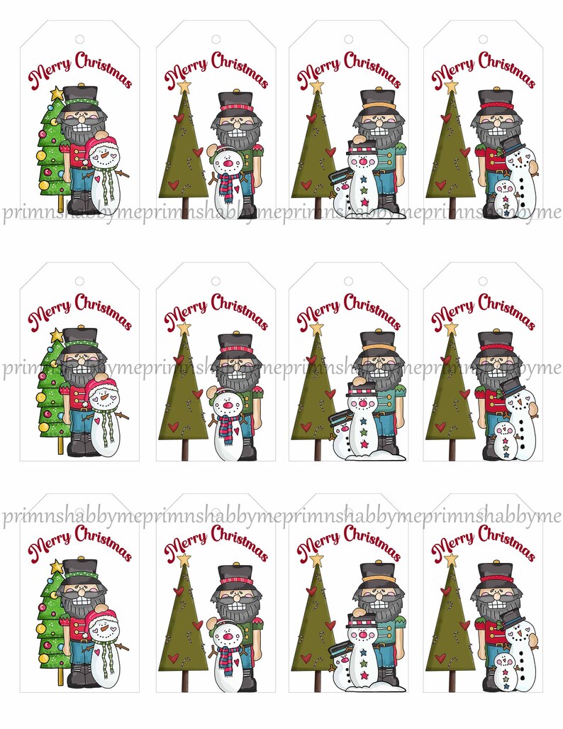 Gift Tags Christmas Nutcrackers Printable Tags Instant - Etsy