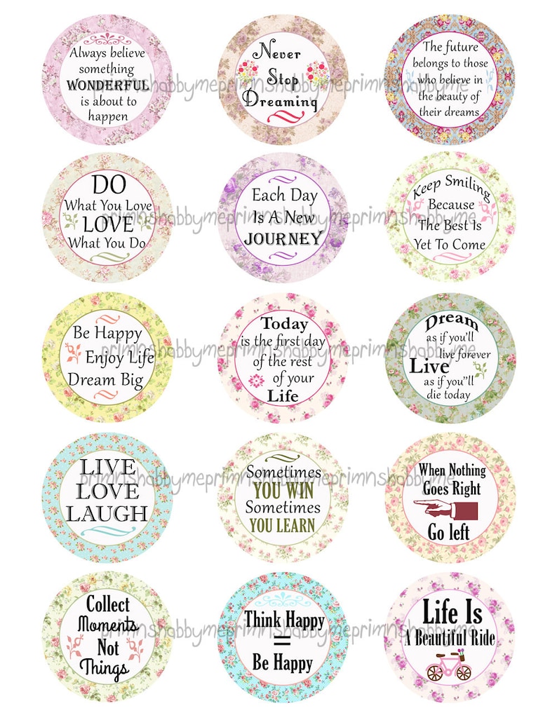 2 Inch Circle Inspirational Sayings Digital Collage Sheet | Etsy