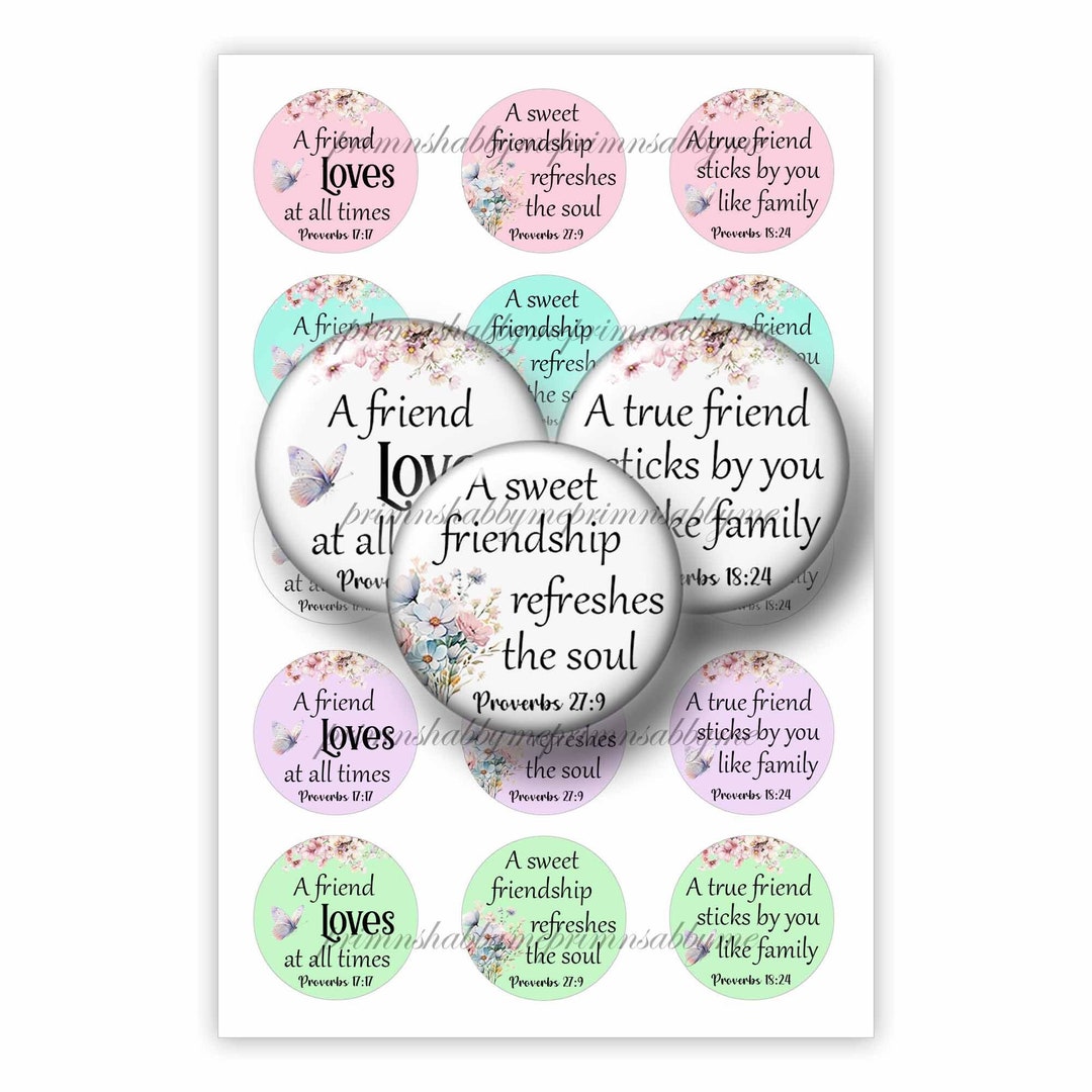 Friends, Bible Verses, Digital Collage Sheet, 1 Inch Circles, Scripture ...