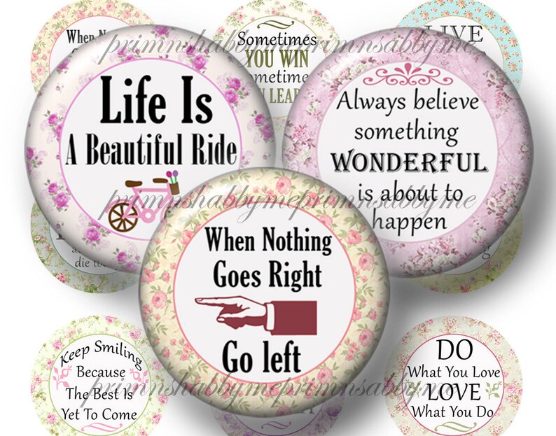 Digital Collage Sheet Inspirational Sayings Bottle Cap Etsy