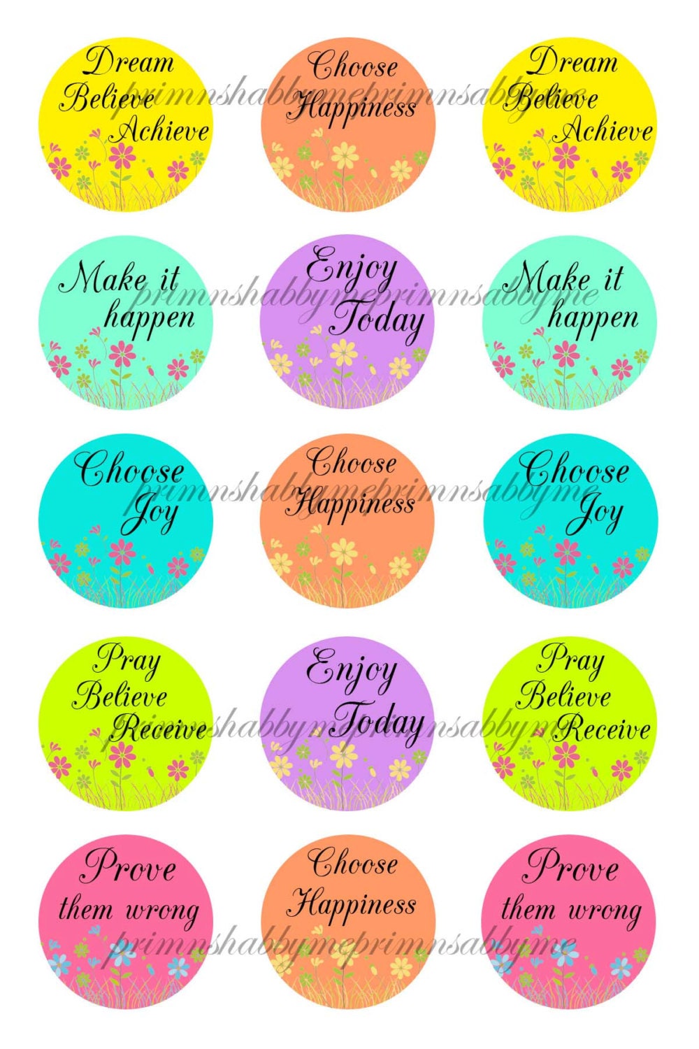 3 Inspirational Sayings Digital Download 1 Inch Circles - Etsy