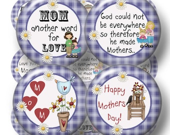 Mother, Mom Sayings, Digital Collage Sheet, Bottle Cap Images, 1 Inch Circles, Printable, Instant Download (No.1) 1" Circles, Mothers Day