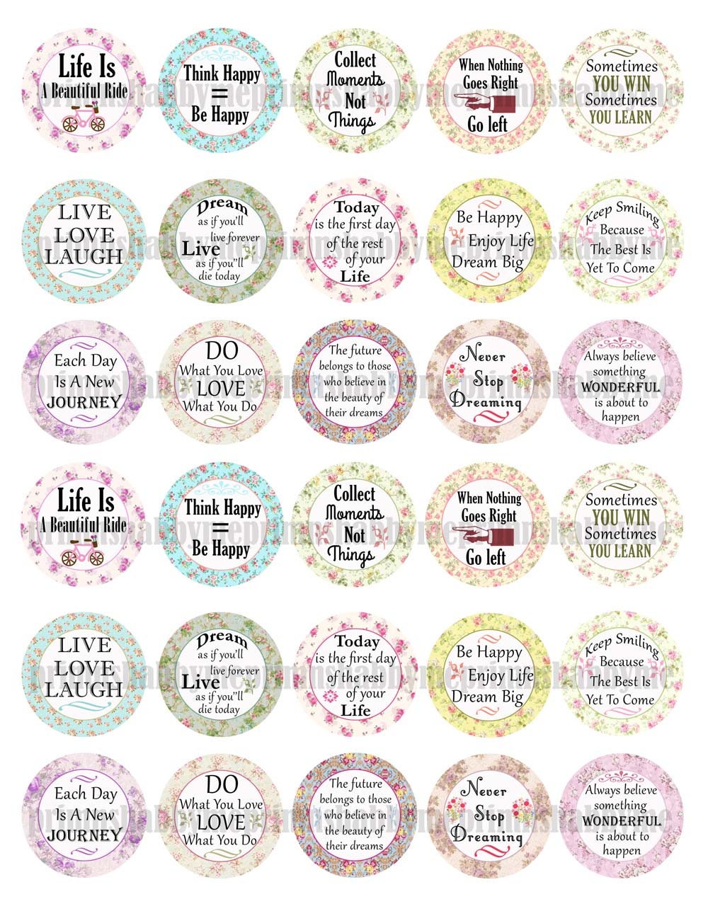 1.5 Inch Circle Inspirational Sayings Digital Collage Sheet | Etsy