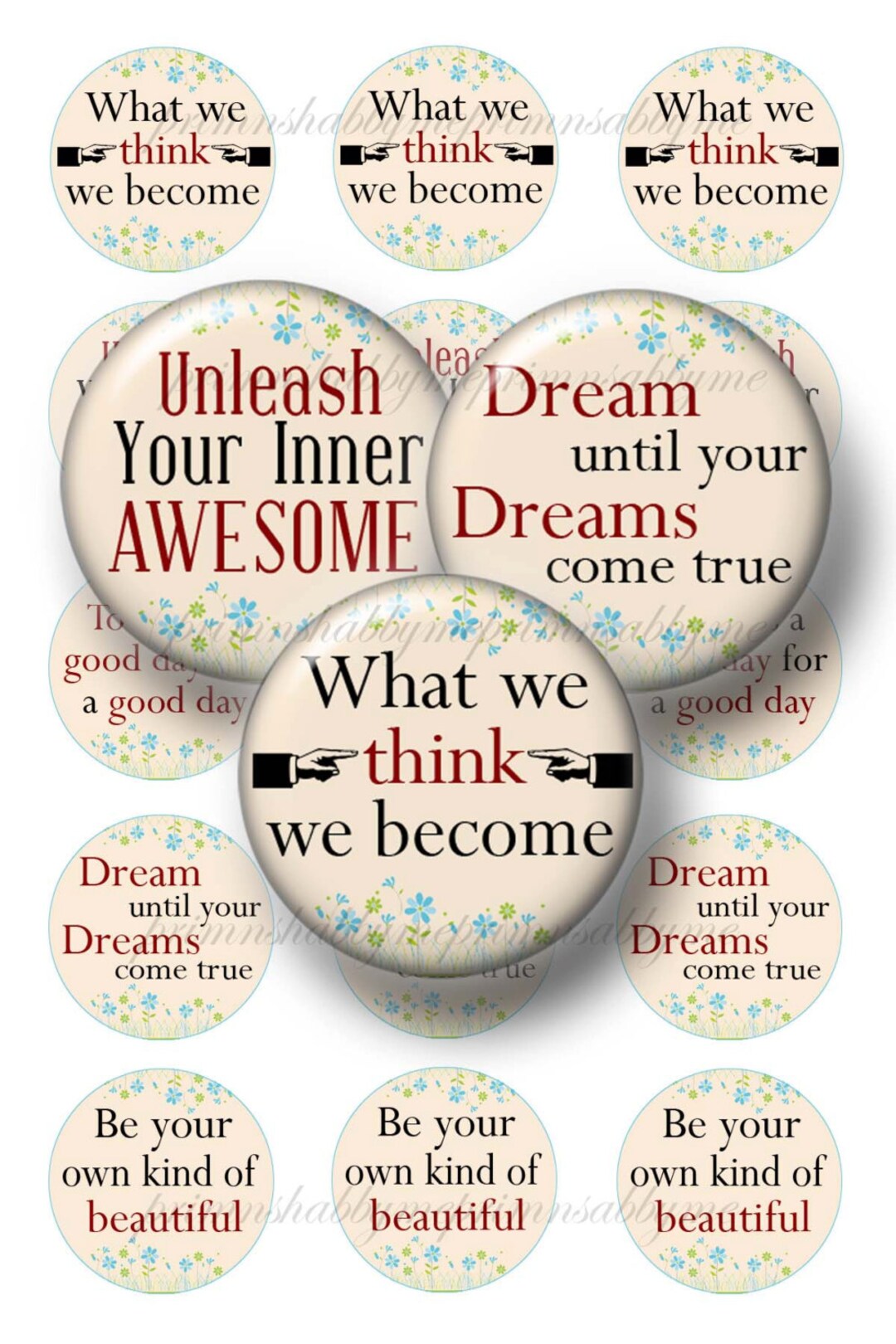 Inspirational Sayings, 1 Inch Circles, Instant Download, Bottle Cap Images, Digital Collage ...