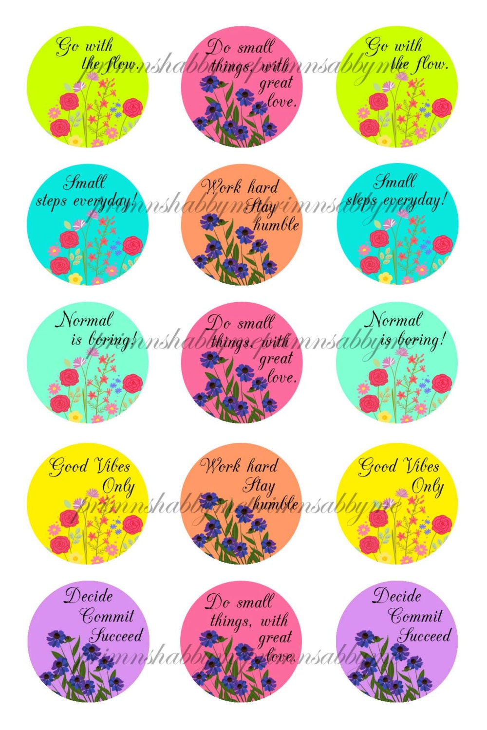 3 Inspirational Sayings Digital Download 1 Inch Circles - Etsy