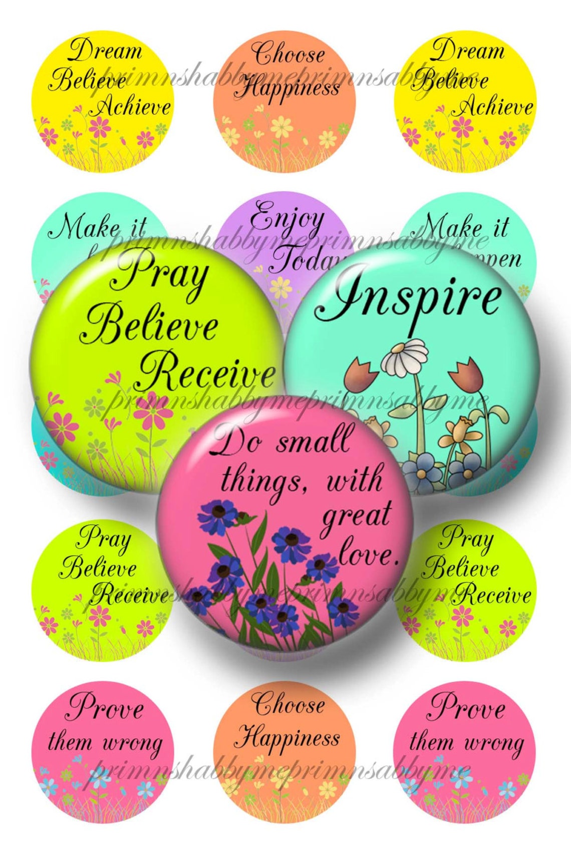3 Inspirational Sayings Digital Download 1 Inch Circles - Etsy