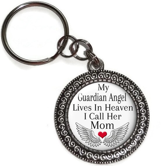 Mom My Guardian Angel in Heaven Key Ring Purse Charm in | Etsy