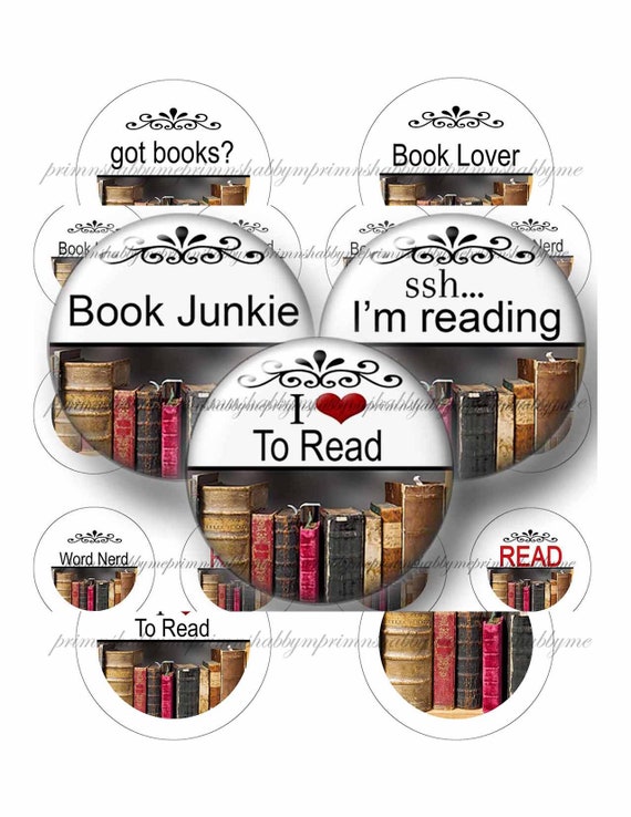 1.313 Circles Badges Books 1 inch Button Machine Digital Download Collage Sheet 2019-1 Magnets Quotes Pins Reading