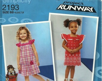 Girls Dress, Simplicity Sewing Pattern 2193, Uncut, Project Runway, Sizes 4 to 8