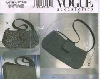 Vogue 7328, Fall Handbags Sewing Pattern for Six Bags, Purse Pattern, Pocketbook Accessory, Factory Folded, UNCUT, Dated 2001