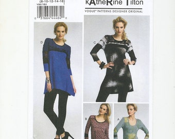 Easy Vogue Misses 4 Tops Sewing Pattern V8817, Katherine Tilton Design, Sizes 8 to 16,  Bust 31 1/2 to 38, Stretch Knits Only