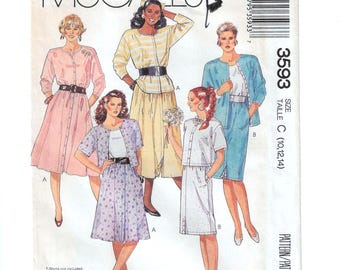 Misses McCall's 3593 Top and Skirts for Stretch Knits Only, Sizes 10 to 14, Uncut